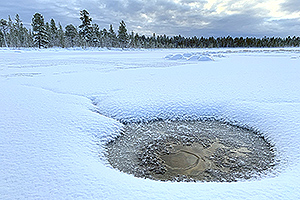 Spring in a frozen lake